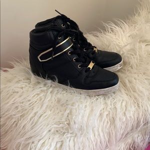 Black Wedge Sneakers
